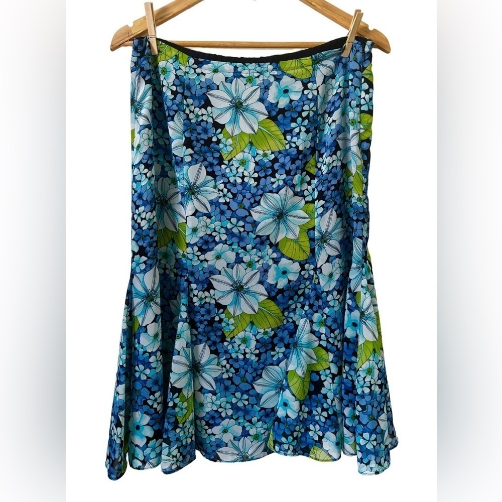Y2K blue floral lined tulip skirt SZ 8P VTG feminine